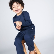 Children's Interlock Joggers in Wool and Silk