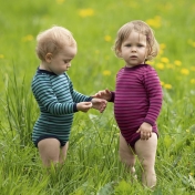 Long-Sleeved Baby-Body in Wool/Silk Blend with Shoulder Poppers