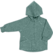 Hooded Jacket with Zip in Organic Boiled Merino Wool
