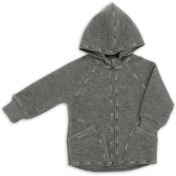 Hooded Jacket with Zip in Organic Boiled Merino Wool