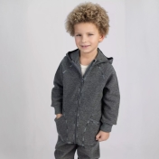 Hooded Jacket with Zip in Organic Boiled Merino Wool