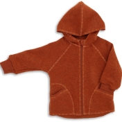 Hooded Jacket with Zip in Organic Boiled Merino Wool