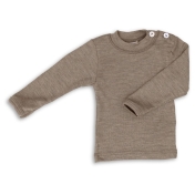 Long-Sleeved Baby Vest Top with Buttons in Organic Wool & Silk