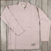 Stripy Long-Sleeved Turtle-Neck Vest in Organic Wool and Silk