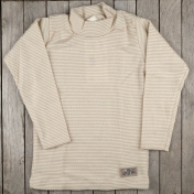 Stripy Long-Sleeved Turtle-Neck Vest in Organic Wool and Silk