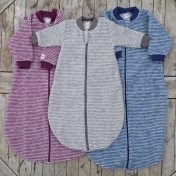 Stripy Long Sleeved Organic Merino Brushed Terry Sleeping Bag