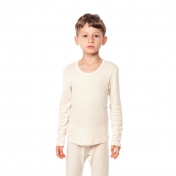 Extra-Soft Long-Sleeved Vest Top in Organic Wool & Silk