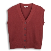 Women’s Button-Up Knitted Waistcoat in Organic Cotton & Wool