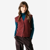Women’s Button-Up Knitted Waistcoat in Organic Cotton & Wool