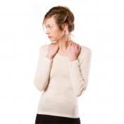 Extra-Soft Women\'s Long-Sleeved Vest Top in Wool & Silk