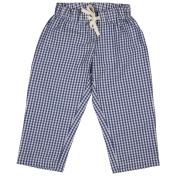 Loose Summer Pants In Organic Cotton Seersucker Check