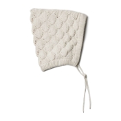 Scallop Knit Baby Bonnet in Organic Cotton and Silk