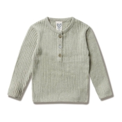 Henley Pullover in Rib Knit Organic Cotton and Linen