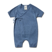 Short Romper in Fine Knit Organic Cotton and Linen