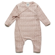 Pointelle Romper with Tie in Organic Cotton & Silk