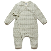 Pointelle Romper with Tie in Organic Cotton & Silk