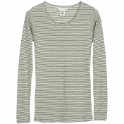 Women's Rib Long-Sleeved Striped Tee in Soft Organic Cotton [M110] - £ ...