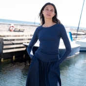 Women's Rib Long-Sleeved Plain Tee in Soft Organic Cotton