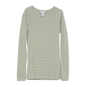 Women\'s Rib Long-Sleeved Striped Tee in Soft Organic Cotton