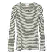 Women's Rib Long-Sleeved Striped Tee in Soft Organic Cotton [M110] - £ ...