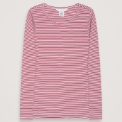 Women\'s Rib Long-Sleeved Striped Tee in Soft Organic Cotton