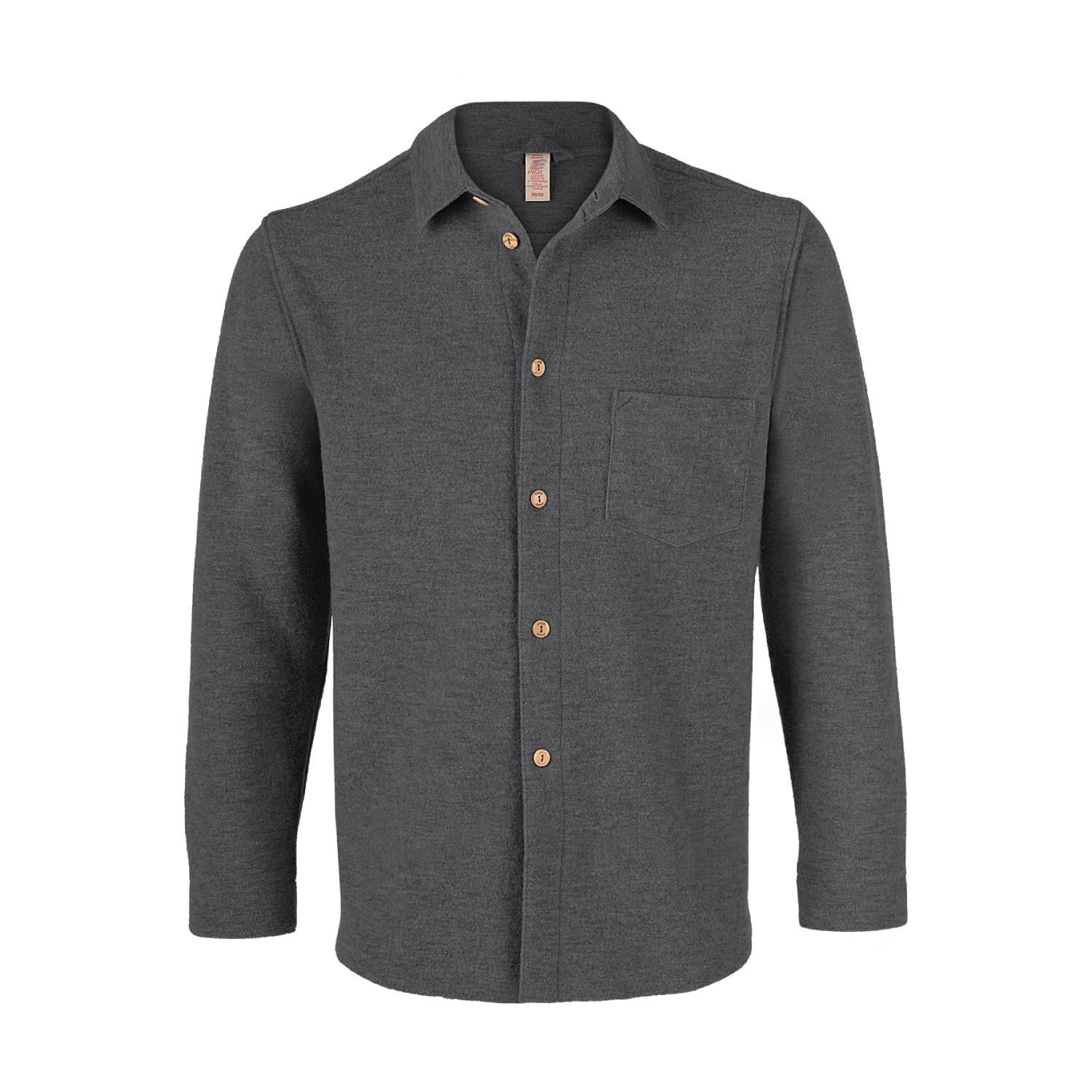 Adult's Shirt in Organic Boiled Merino Wool with Wooden Buttons [594310 ...