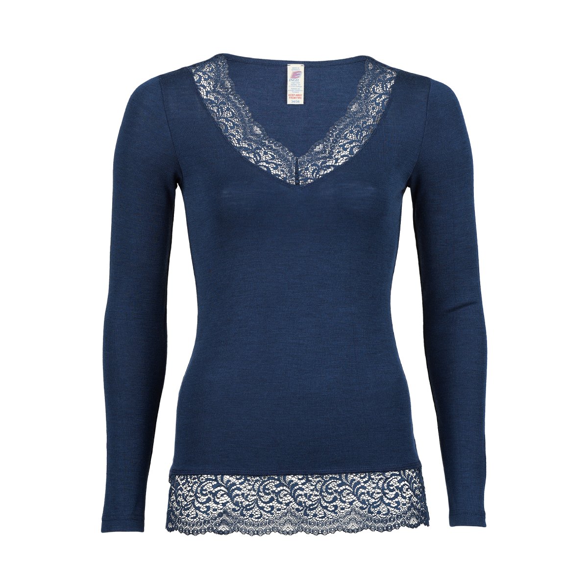 Women's Deep LaceTrimmed LongSleeved Vest in Wool and Silk [704895] £75.00 Cambridge Baby