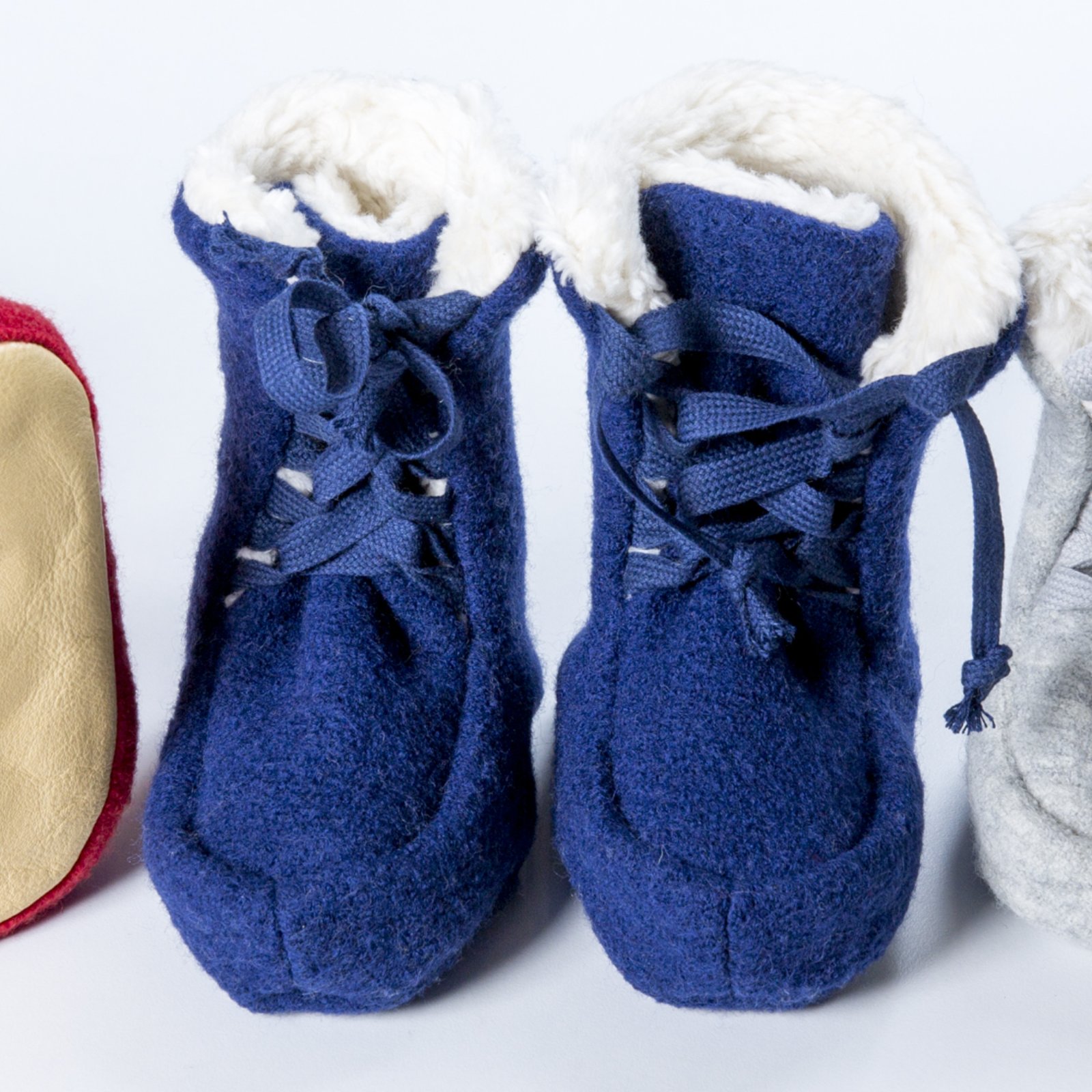 Long Boiled Wool Lace Up Booties with Fleece Lining [156 Booties] £25