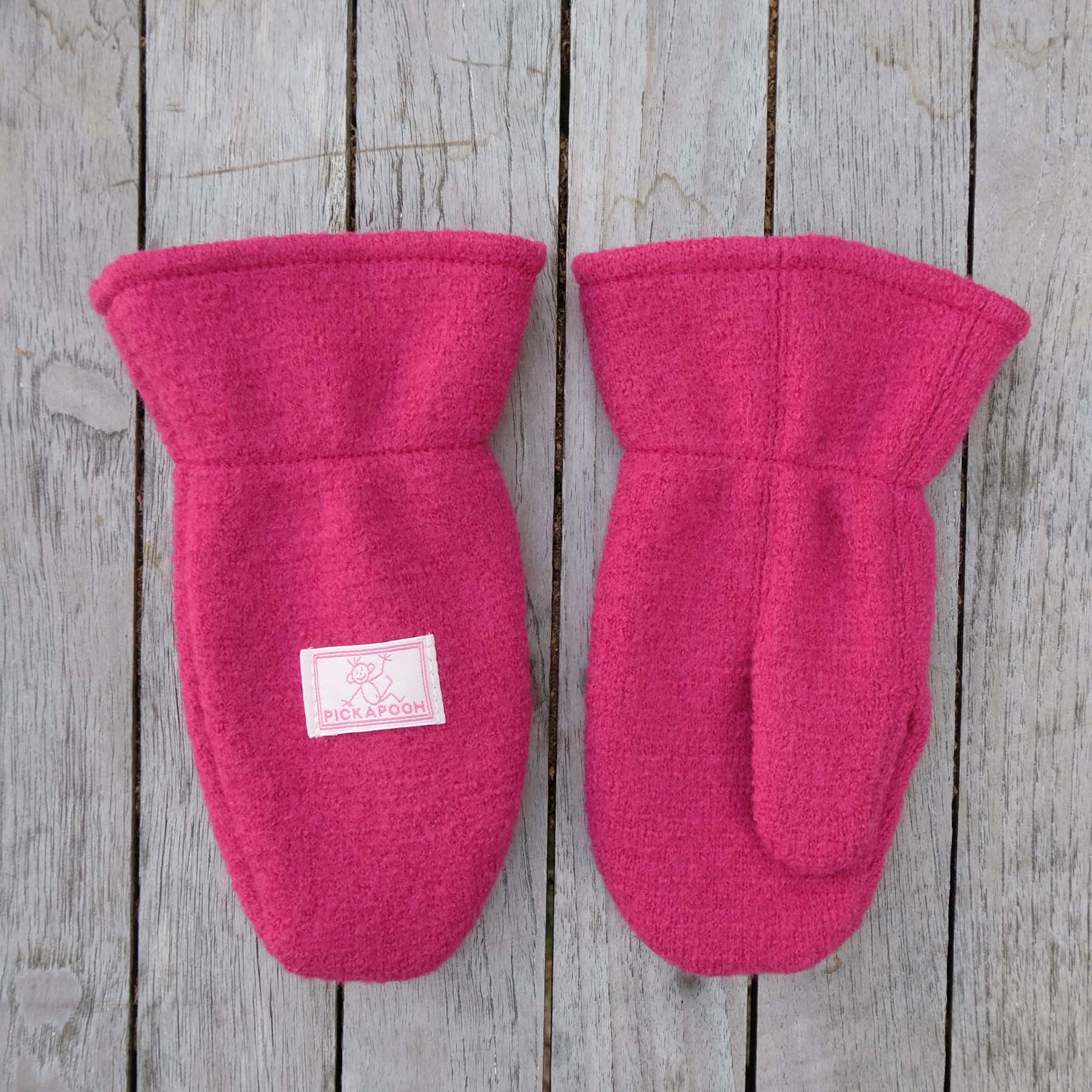Mittens with Elasticated Cuffs in Organic Boiled Merino Wool [Faustel