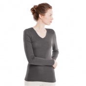 Extra-Soft Women's Long-Sleeved V-Neck Vest Top in Wool & Silk