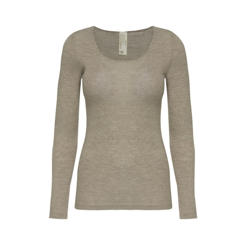 Women\'s Long-Sleeved Vest Top in Organic Cotton, Wool and Silk