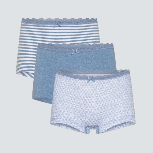 3-Pack of Girl's Hipster Briefs in Organic Cotton with Elastane