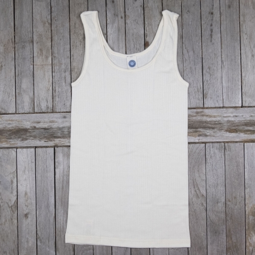 Women's Ribbed Sleeveless Vest in Organic Cotton, Wool & Silk