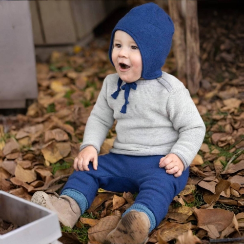 Light Weight Organic Boiled Wool Baby Trousers with Cuffs