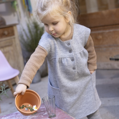 Placket Dress in Organic Boiled Merino Wool