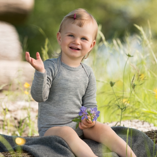 Long-Sleeved Silk & Wool Blend Baby-Body Long-Sleeved Silk & Wool Blend Baby-Body
