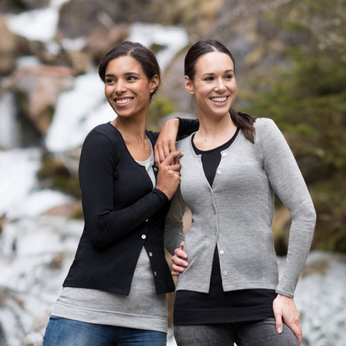 Women's Fine-Knit Cardigan in Merino Wool and Silk