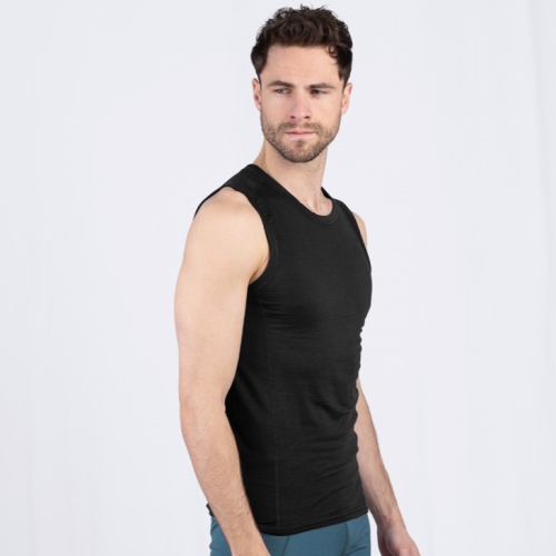 Men's Sleeveless Sports Vest in Wool and Silk