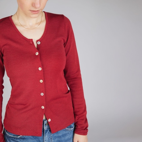 Women\'s Fine-Knit Cardigan in Merino Wool and Silk