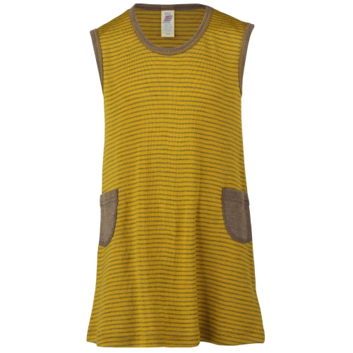 Baby Dress In Organic Wool And Silk Fine Rib Baby Dress In Organic Wool And Silk Fine Rib