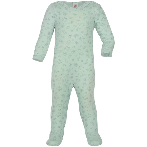 Printed Babygrow with Feet in Wool and Silk
