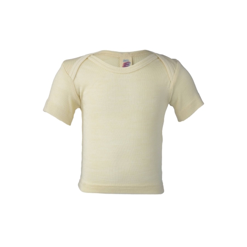 Merino Wool & Silk Envelope Neck Short-Sleeved Baby Shirt