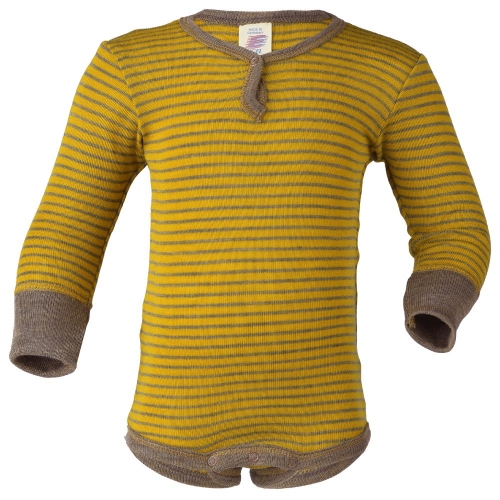 Organic Wool/Silk Long Sleeve Baby Body With Front Popper Organic Wool/Silk Long Sleeve Baby Body With Front Popper