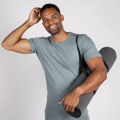 Men's Short-Sleeved Tee in Merino Wool and Silk