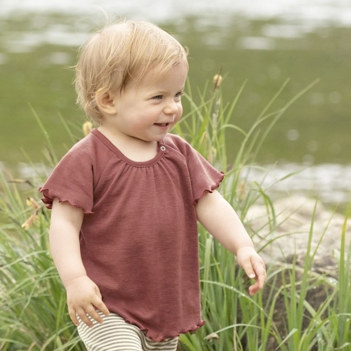 Organic Merino Wool & Silk A-Line Ruffled Baby Shirt