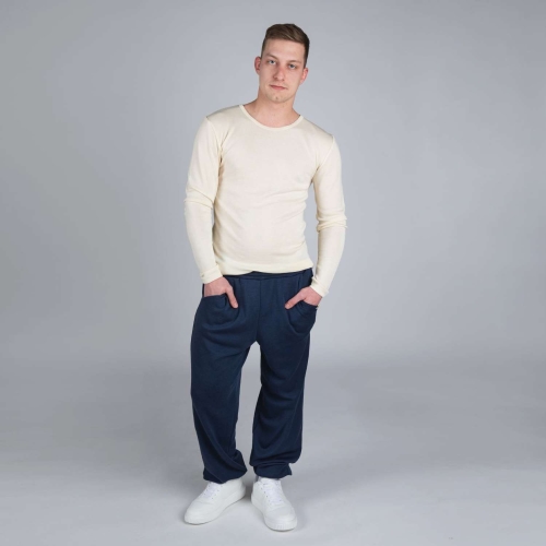 Unisex Interlock Sweatpants in Wool and Silk