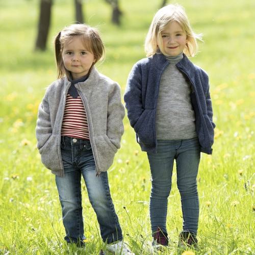 Children's Fleece Jacket with Zipper in Organic Merino Wool