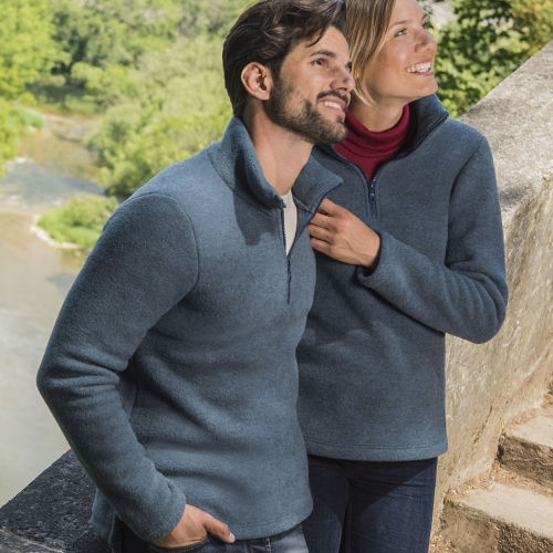 Men's Zip Collar Pullover in Merino Wool Fleece