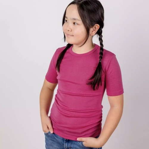 Plain Wool & Silk Short-Sleeved Vest Top