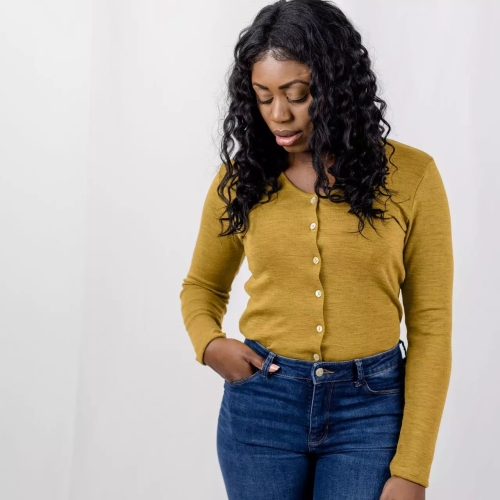 Women's Fine-Knit Cardigan in Pure Organic Merino Wool